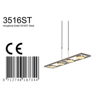 Hanglamp Soleil 3516ST Staal 4000 Lumen