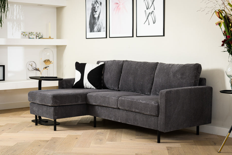 3-zitsbank CL L+R, stof RIB, R230 antraciet