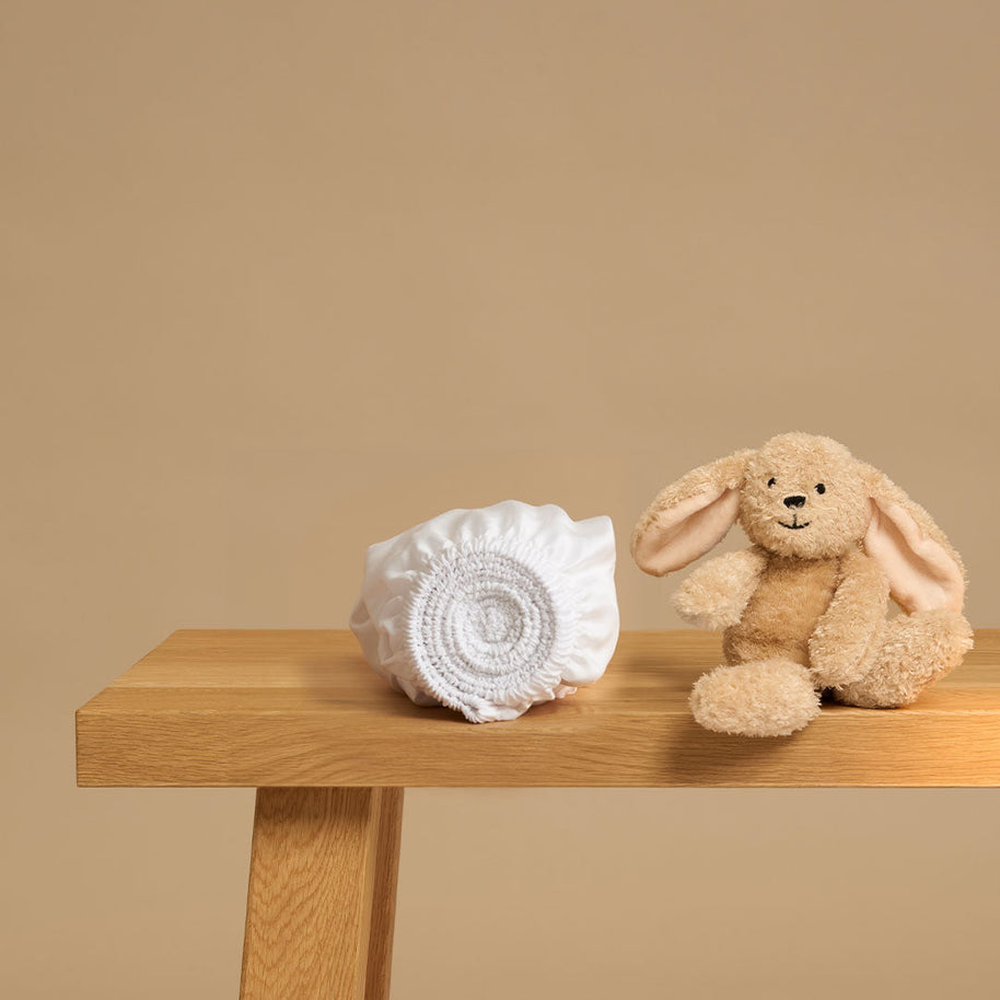Coco & Cici - Tencel satijnen hoeslaken 60 x 120 cm - 1-persoons beddengoed - kinderbeddengoed - Lyocell - hypoallergeen & extra zacht - wit
