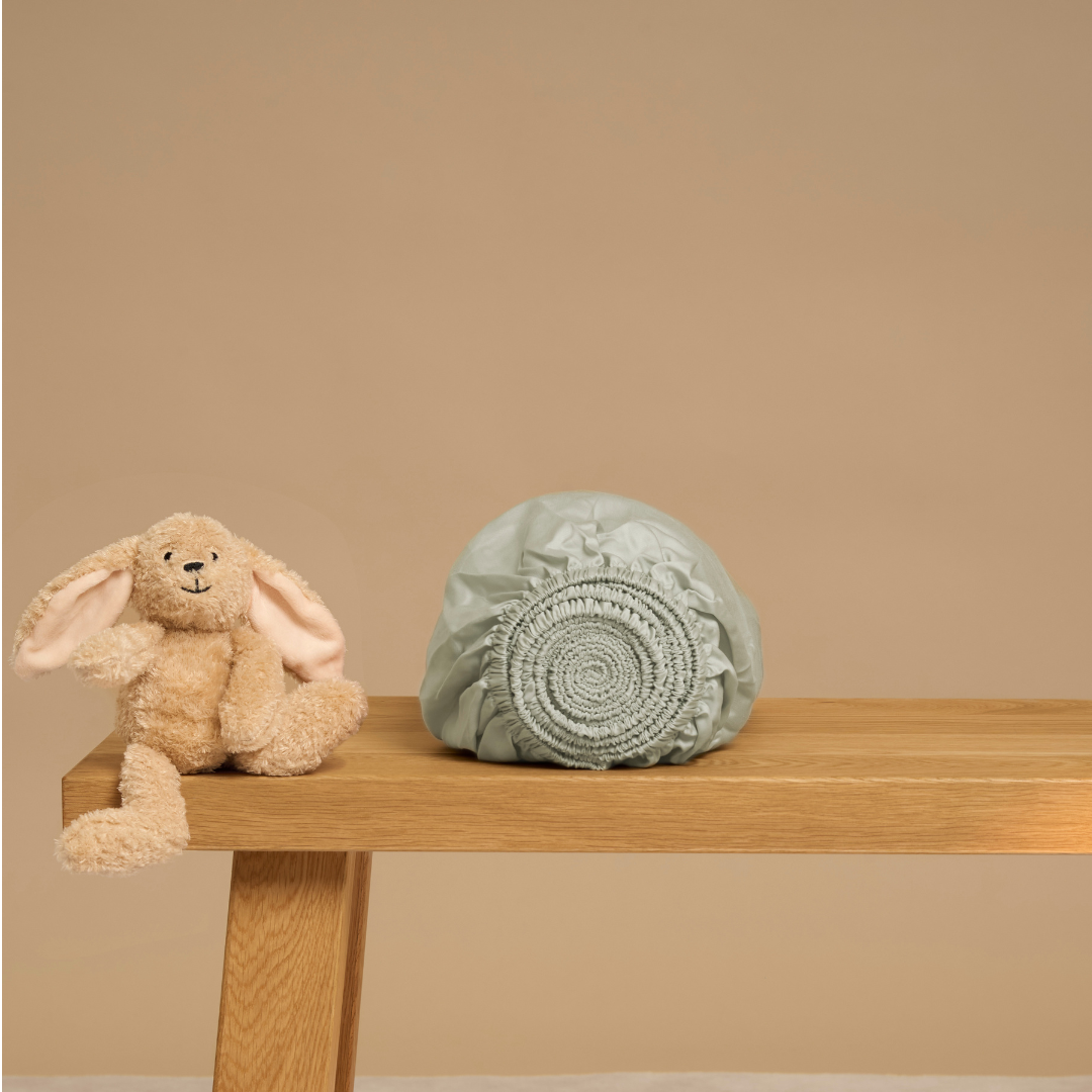 Coco & Cici - Kinderen - TENCEL Hoeslaken Satijn Grijsgroen - 60x120x15