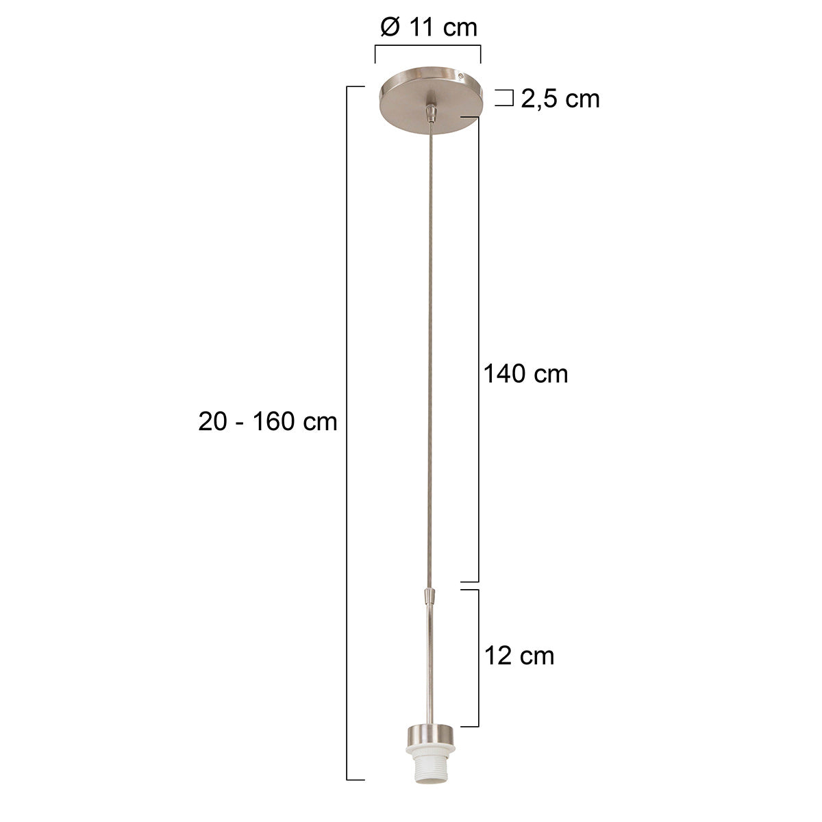 Hanglamp Sparkled Light 3602ST staalkleurige pendel zonder kap