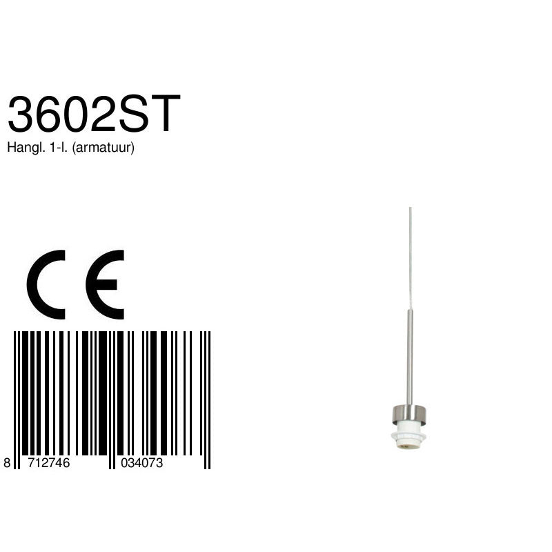 Hanglamp Sparkled Light 3602ST staalkleurige pendel zonder kap