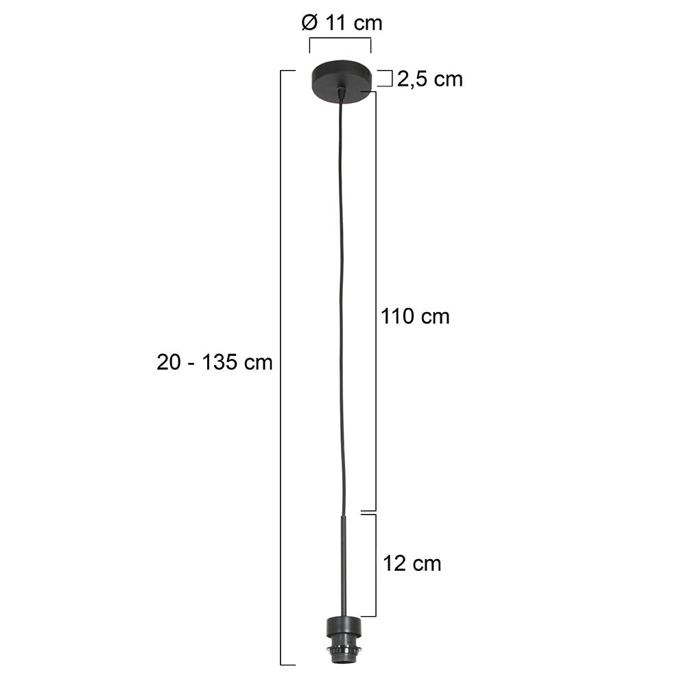 Hanglamp Sparkled Light 3602ZW zwarte pendel zonder kap
