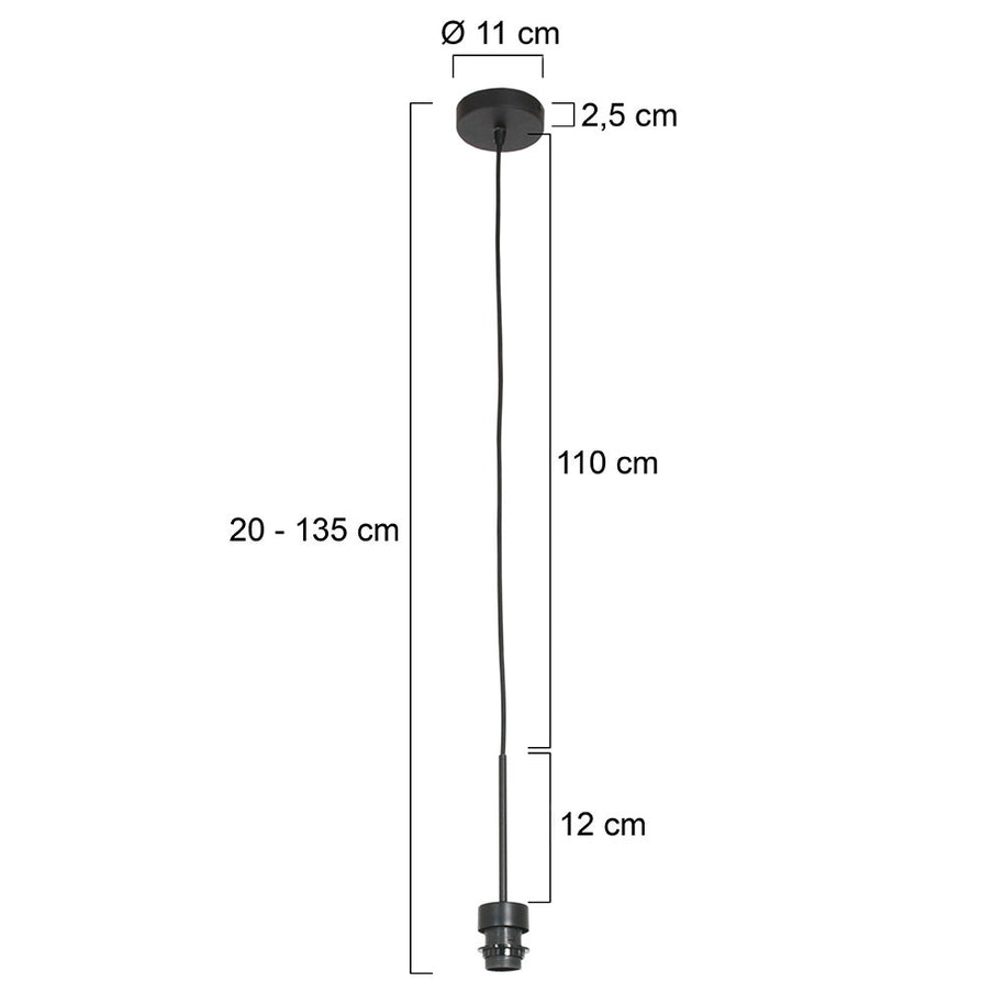 Hanglamp Sparkled Light 3602ZW zwarte pendel zonder kap