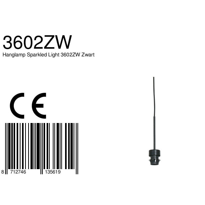 Hanglamp Sparkled Light 3602ZW zwarte pendel zonder kap