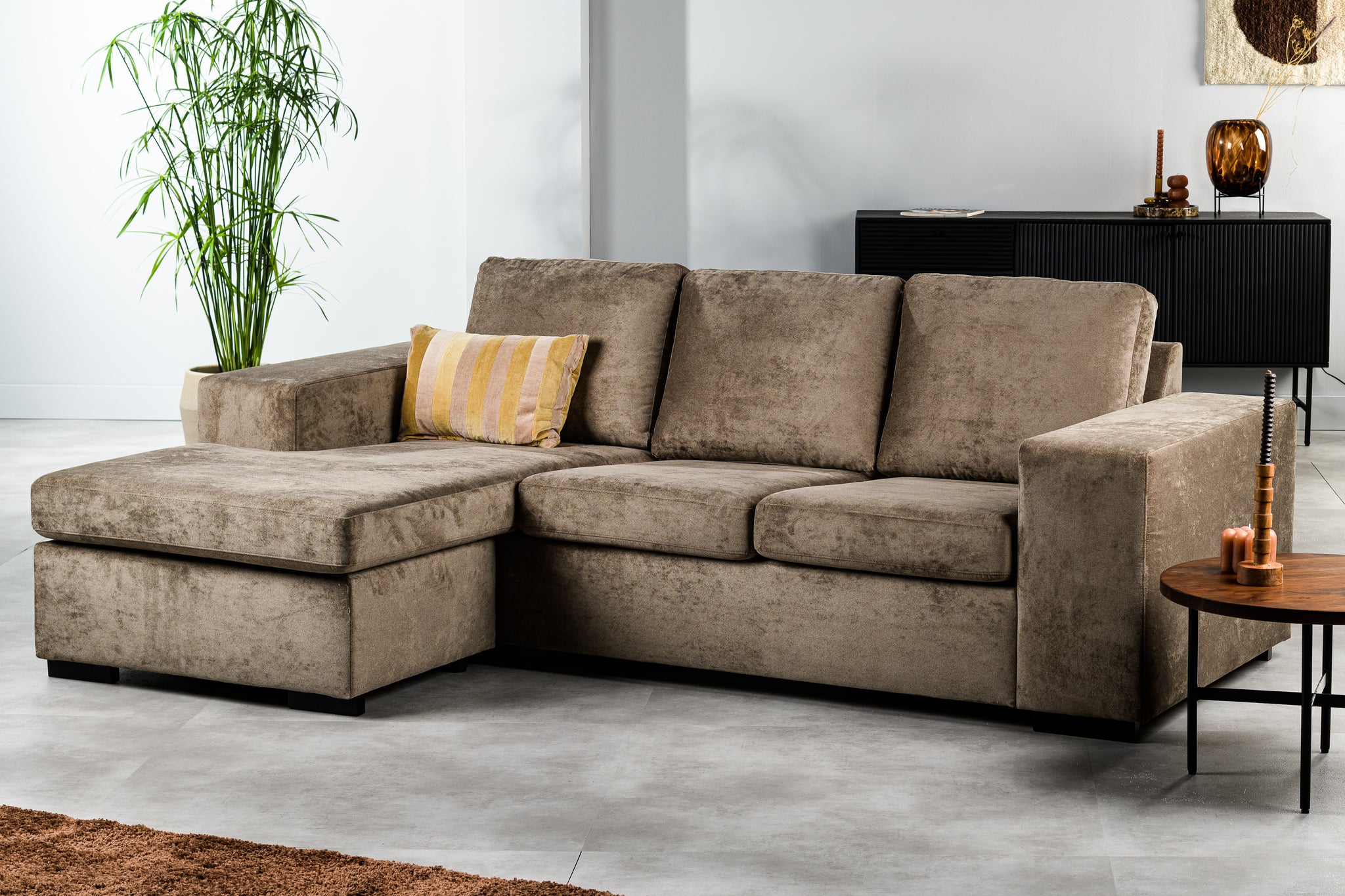3-zitsbank CL L+R, stof Hotel Chique, H430 bruin