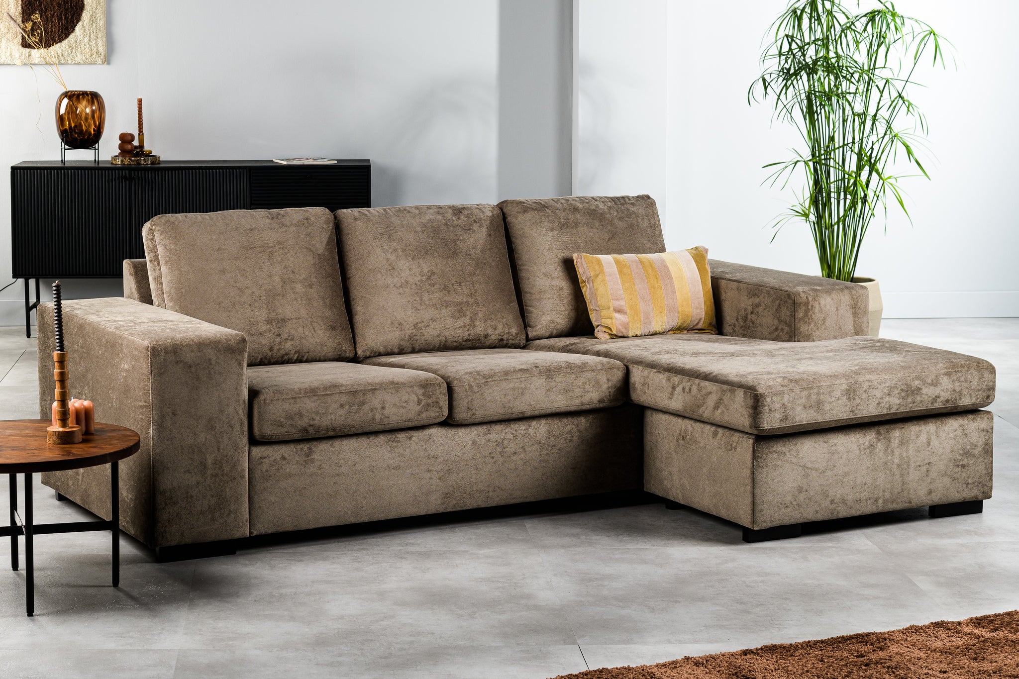 3-zitsbank CL L+R, stof Hotel Chique, H430 bruin