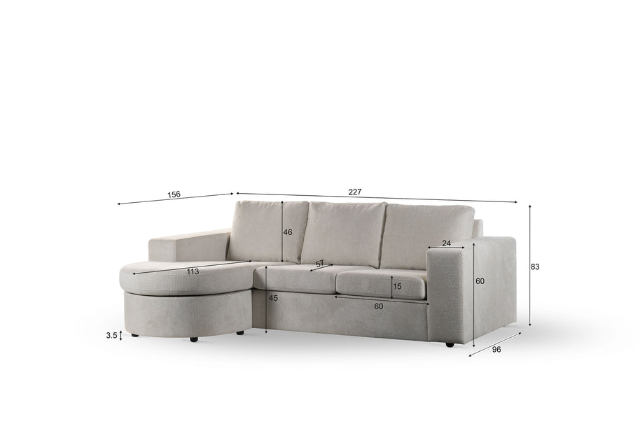 3-zitsbank CL L+R, stof Lord 22, E460 beige