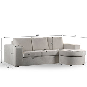 3-zitsbank CL L+R, stof Lord 22, E460 beige