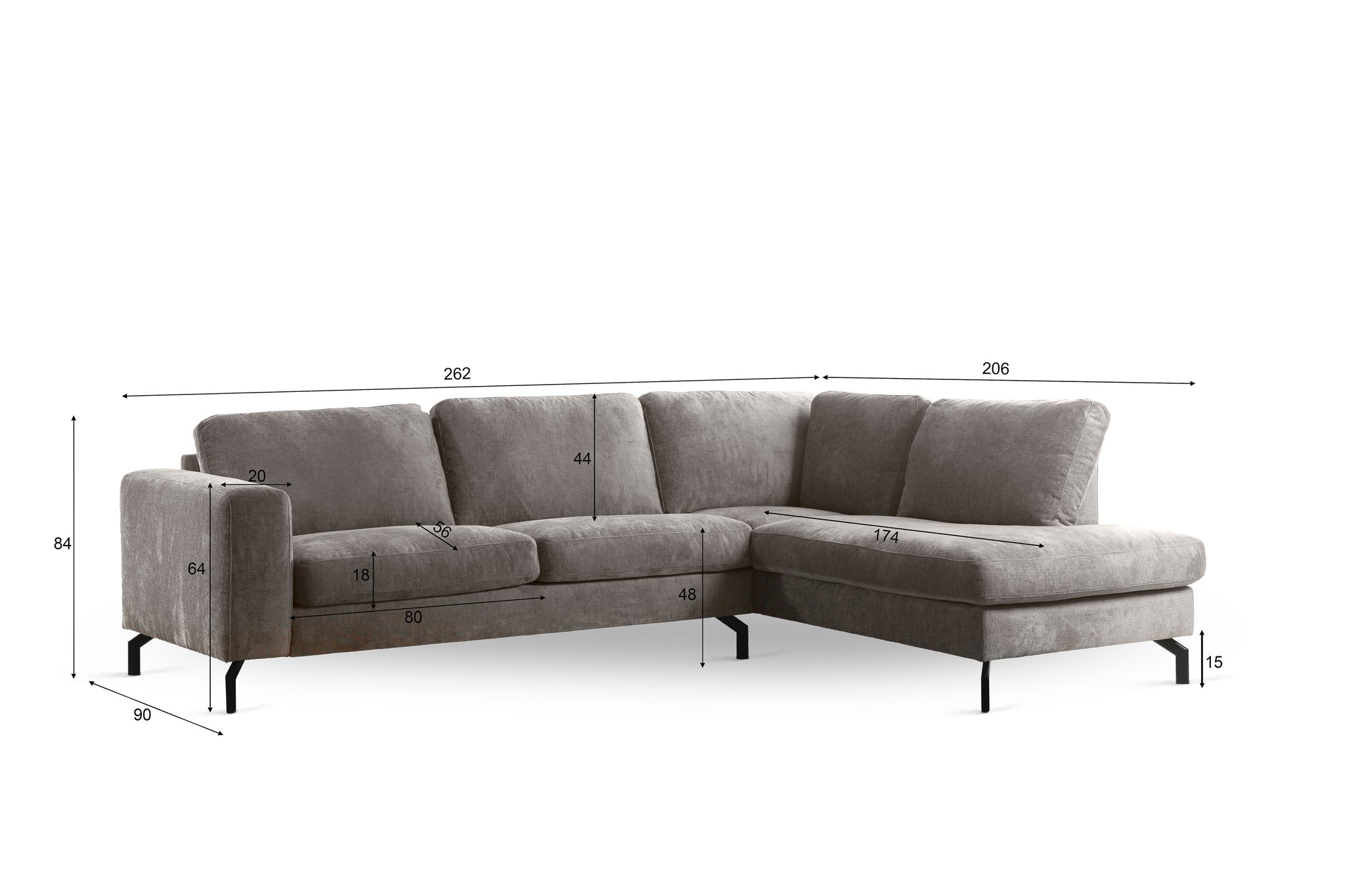 3-zits hoek rechts, stof Perfect Harmony 04, R720 champagne