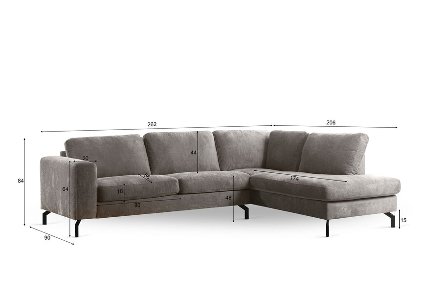 3-zits hoek rechts, stof Perfect Harmony 04, R720 champagne