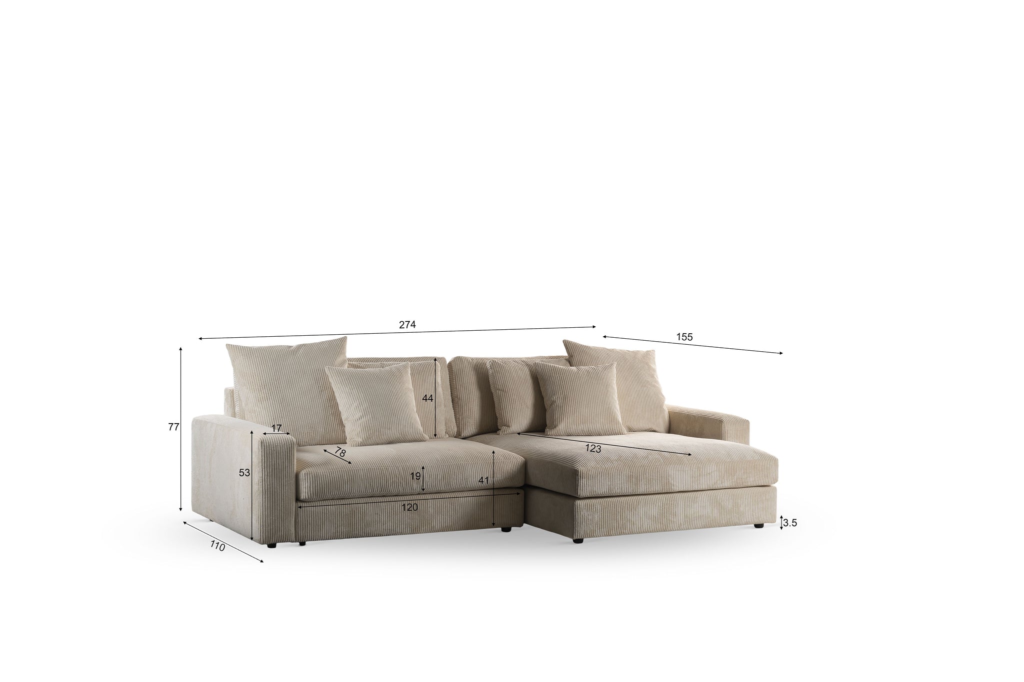 3-zitsbank CL L+R, stof Lincoln 83, R920 naturel