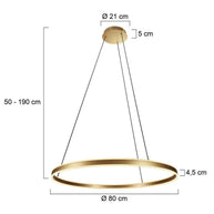 Hanglamp Ringlux 3675GO gouden hanglamp met LED ring Ø80