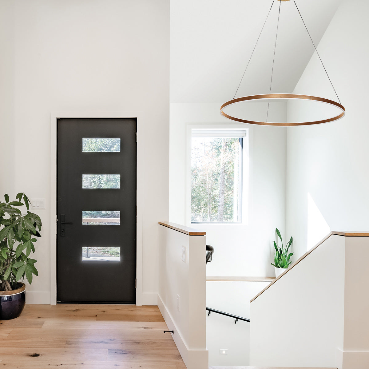 Hanglamp Ringlux 3676GO gouden hanglamp met LED ring Ø100