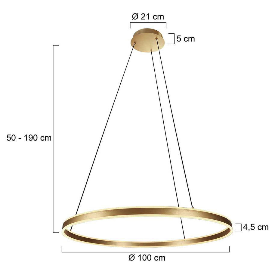 Hanglamp Ringlux 3676GO gouden hanglamp met LED ring Ø100