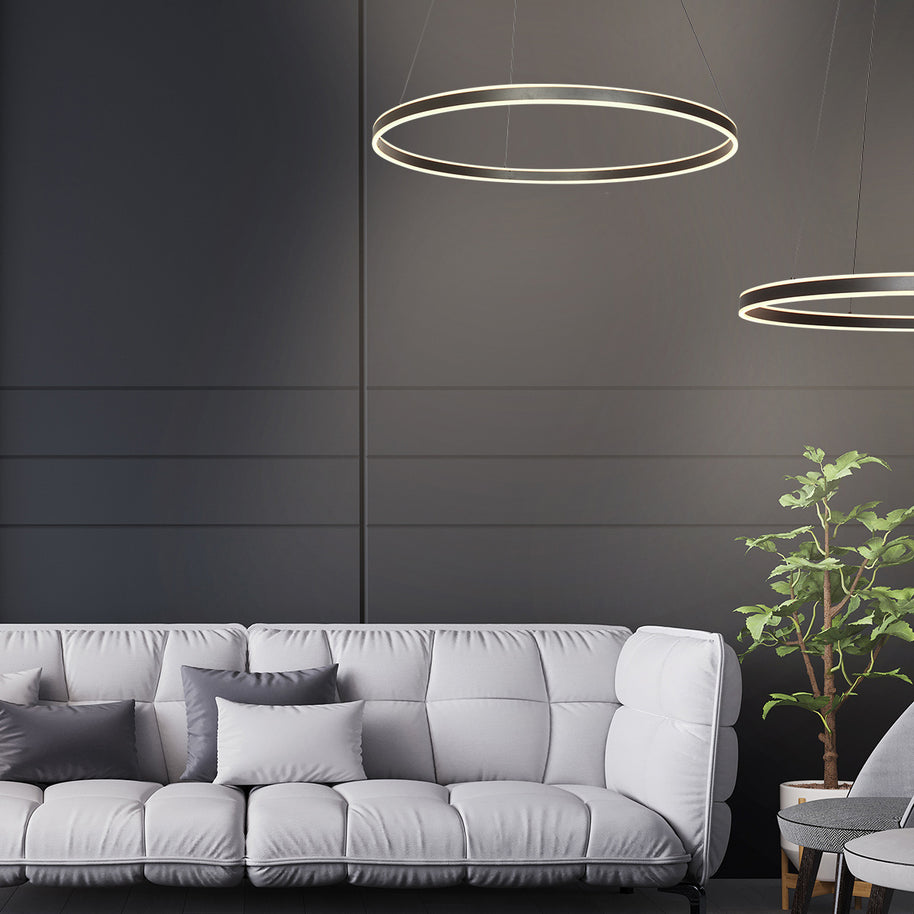 Hanglamp Ringlux 3676ZW zwarte hanglamp met LED ring Ø100