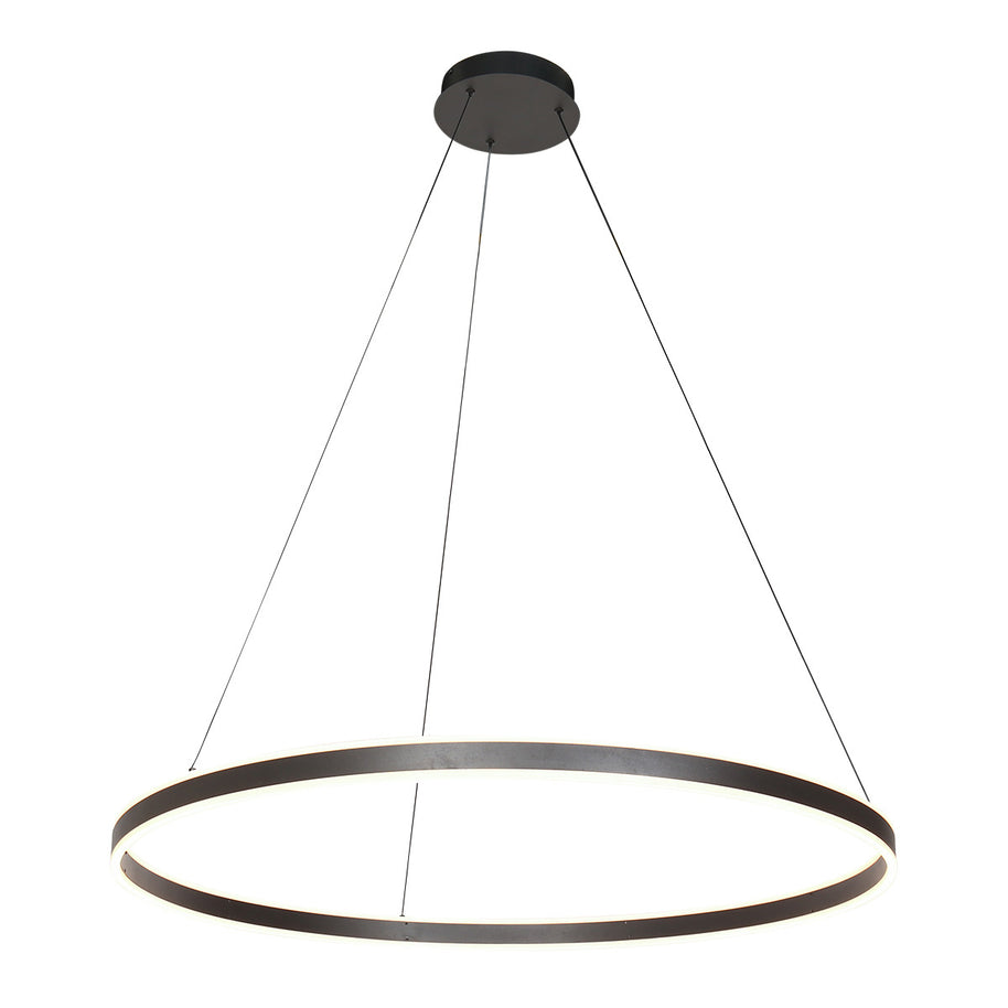 Hanglamp Ringlux 3676ZW zwarte hanglamp met LED ring Ø100