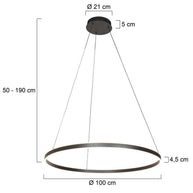 Hanglamp Ringlux 3676ZW zwarte hanglamp met LED ring Ø100