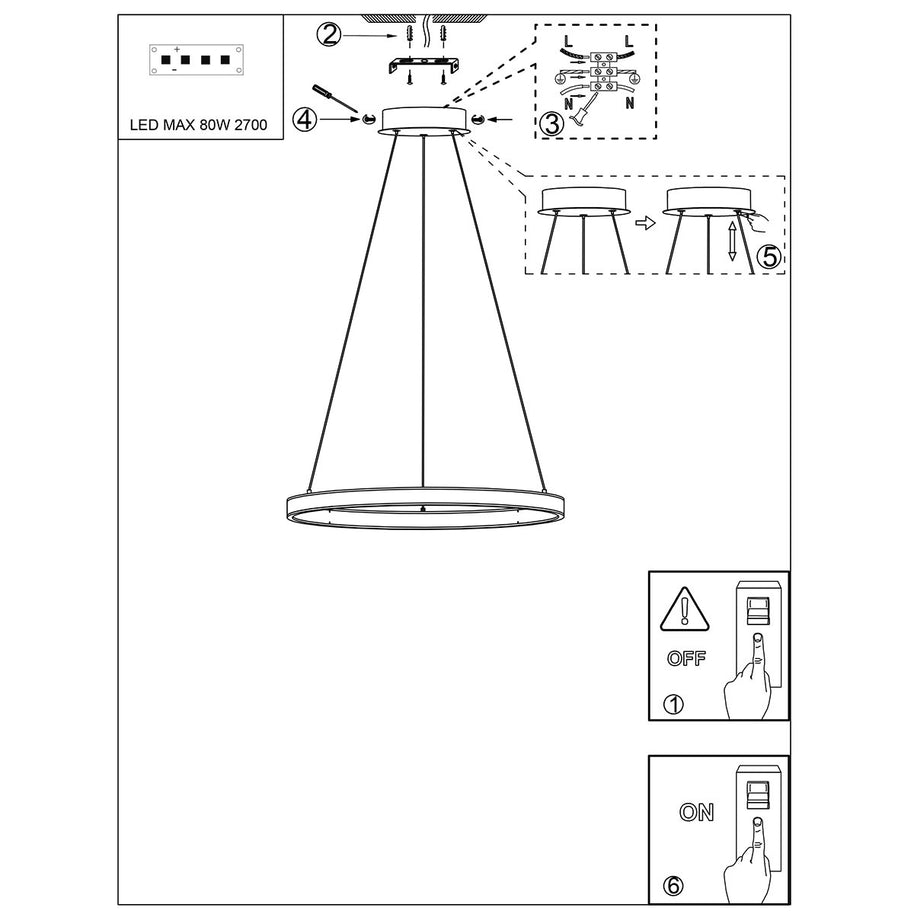 Hanglamp Ringlux 3676ZW zwarte hanglamp met LED ring Ø100