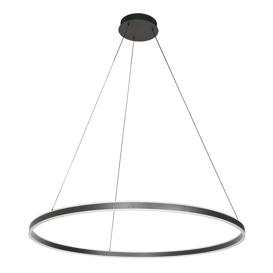 Hanglamp Ringlux 3676ZW zwarte hanglamp met LED ring Ø100