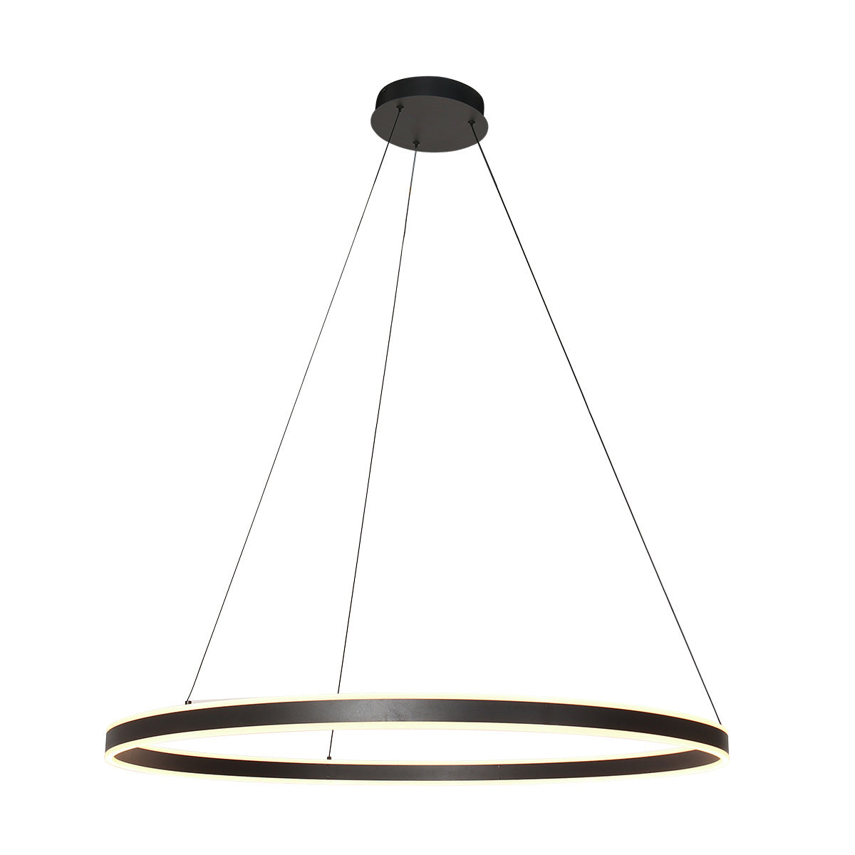 Hanglamp Ringlux 3676ZW zwarte hanglamp met LED ring Ø100