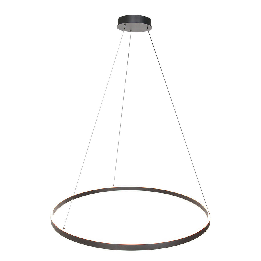 Hanglamp Ringlux 3676ZW zwarte hanglamp met LED ring Ø100