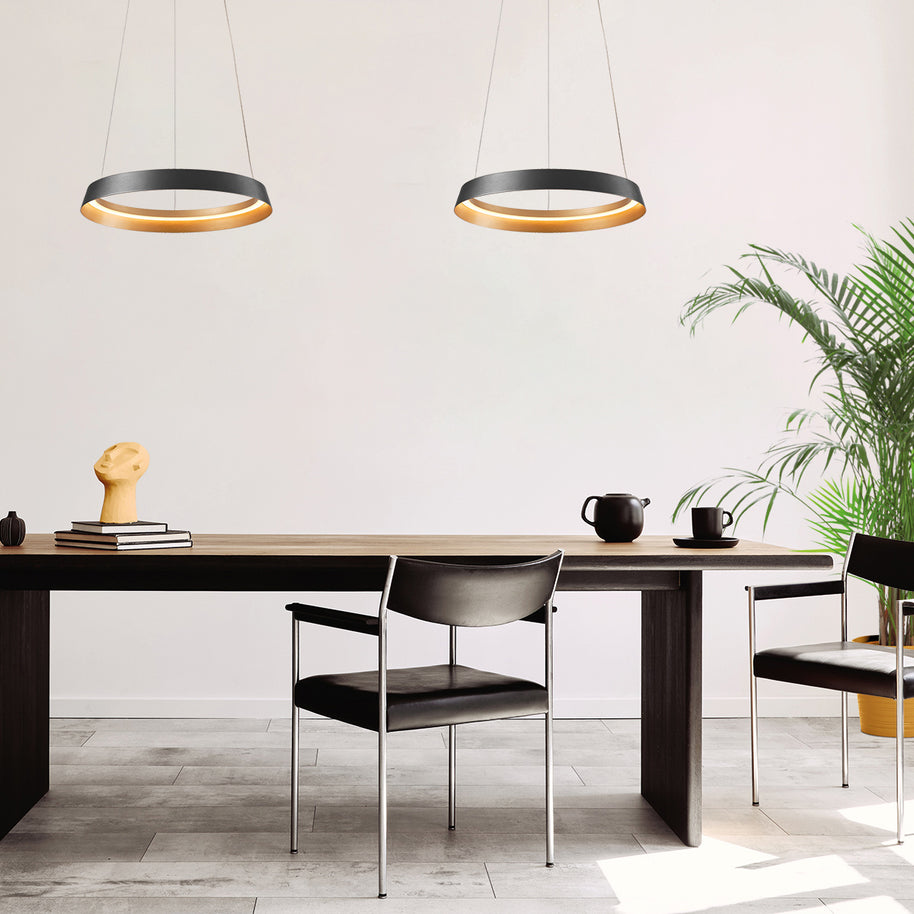Hanglamp Ringlux 3692ZW zwarte hanglamp met LED ring Ø60