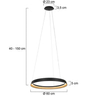 Hanglamp Ringlux 3692ZW zwarte hanglamp met LED ring Ø60