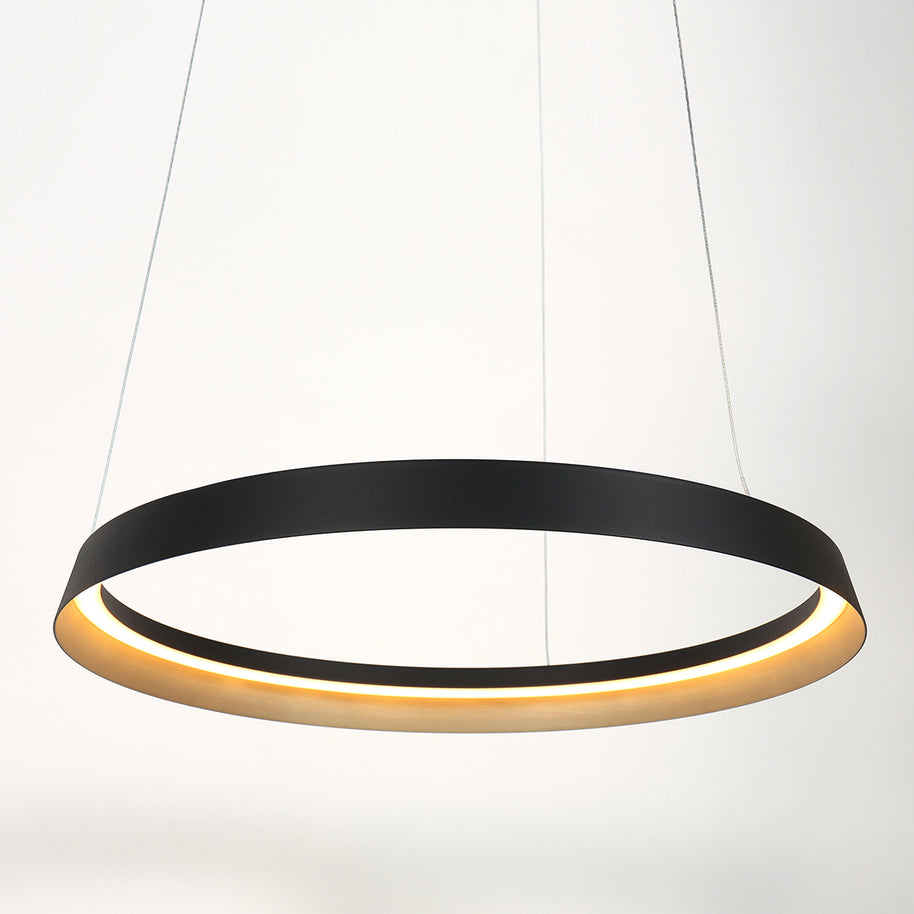 Hanglamp Ringlux 3692ZW zwarte hanglamp met LED ring Ø60