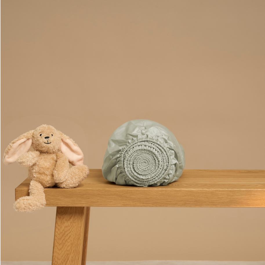 Coco & Cici - Kinder - TENCEL Hoeslaken Satijn Grijsgroen - 70x145x15