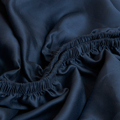 Coco & Cici - Tencel-satijn hoeslaken 70 x 145 cm - 1-persoons beddengoed - kinderbeddengoed - Lyocell - hypoallergeen & extra zacht - donkerblauw