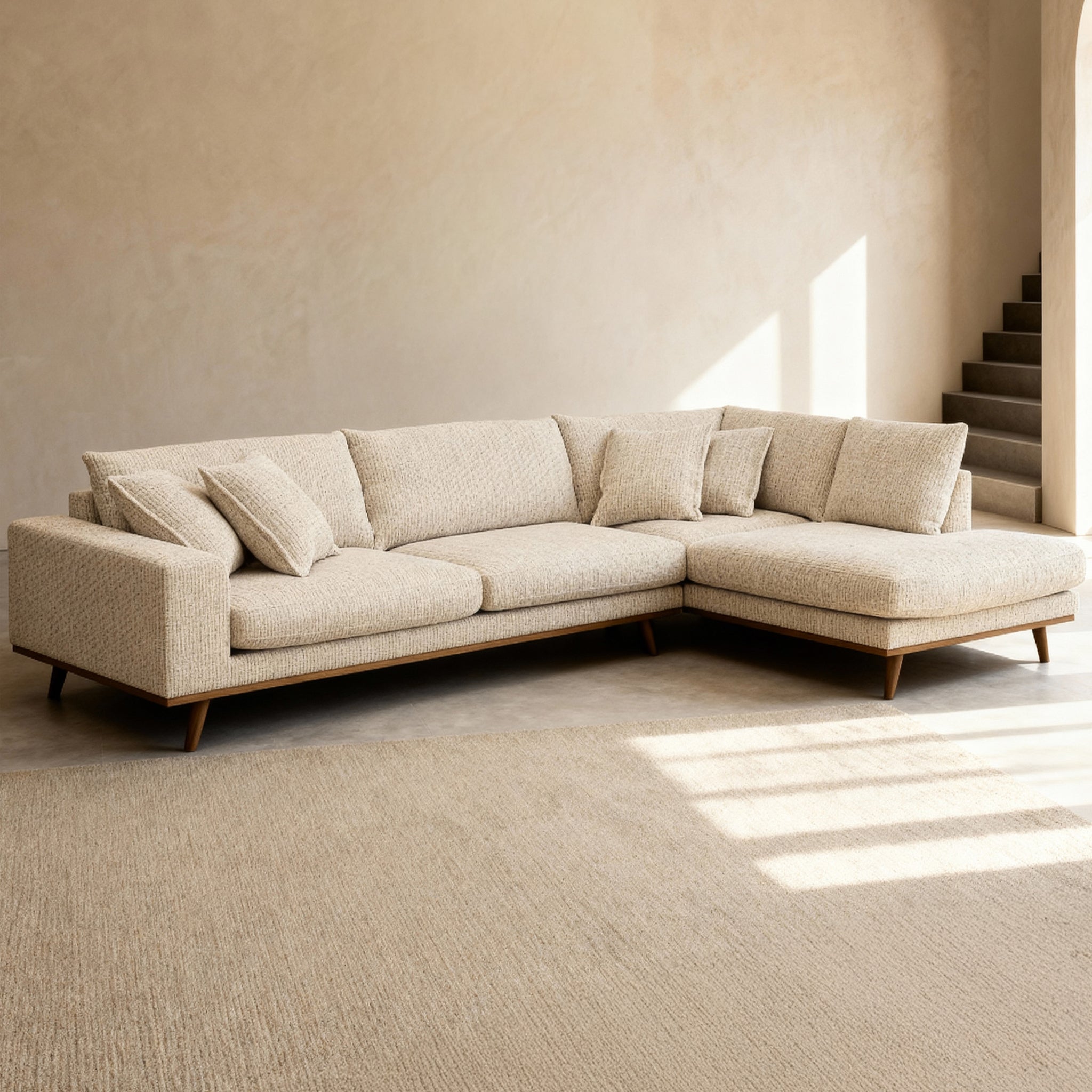 Harper, 3-zits hoek rechts, stof Silencio 6, S460 beige