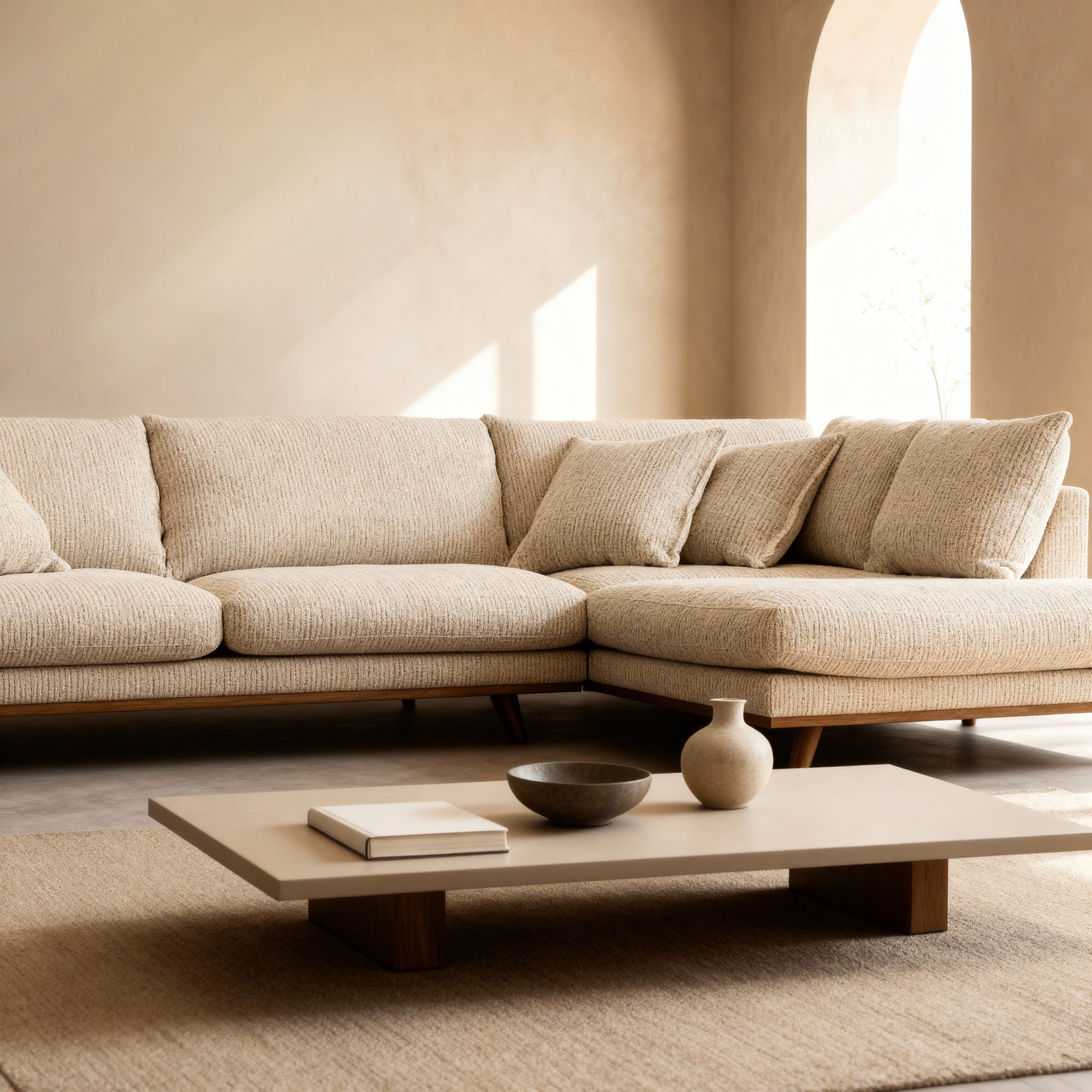 Harper, 3-zits hoek rechts, stof Silencio 6, S460 beige