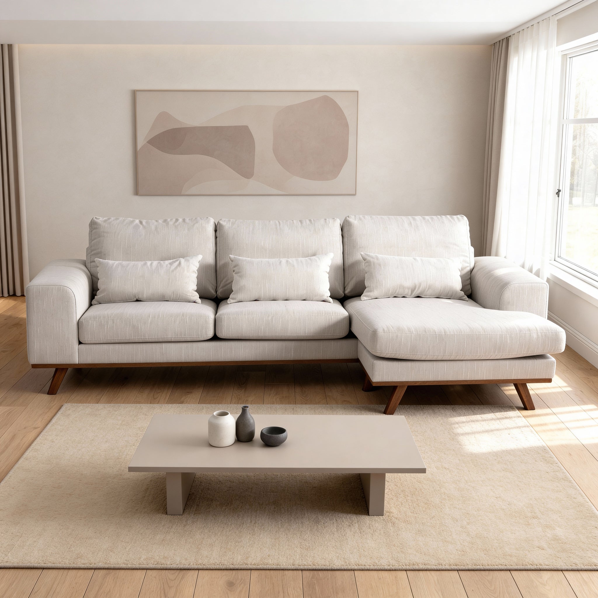 Japandi, 3-zitsbank CL L+R, stof Grande 03, G460 beige