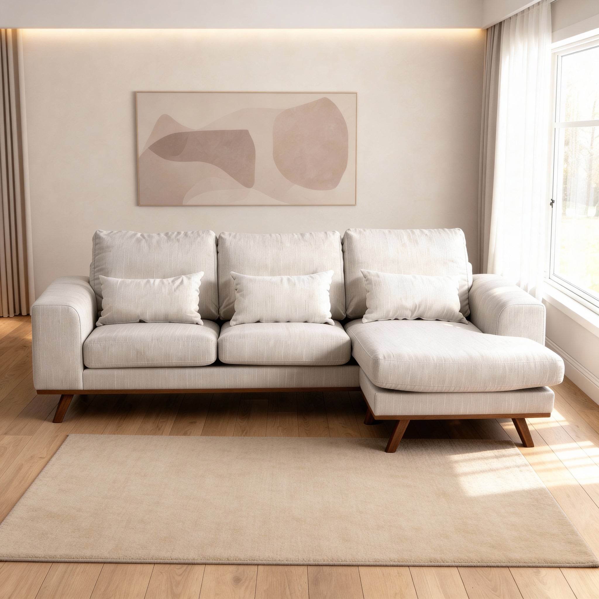 Japandi, 3-zitsbank CL L+R, stof Grande 03, G460 beige