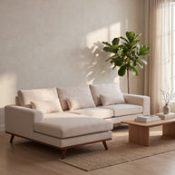 Japandi, 3-zits hoekbank links, stof Grande 03 beige