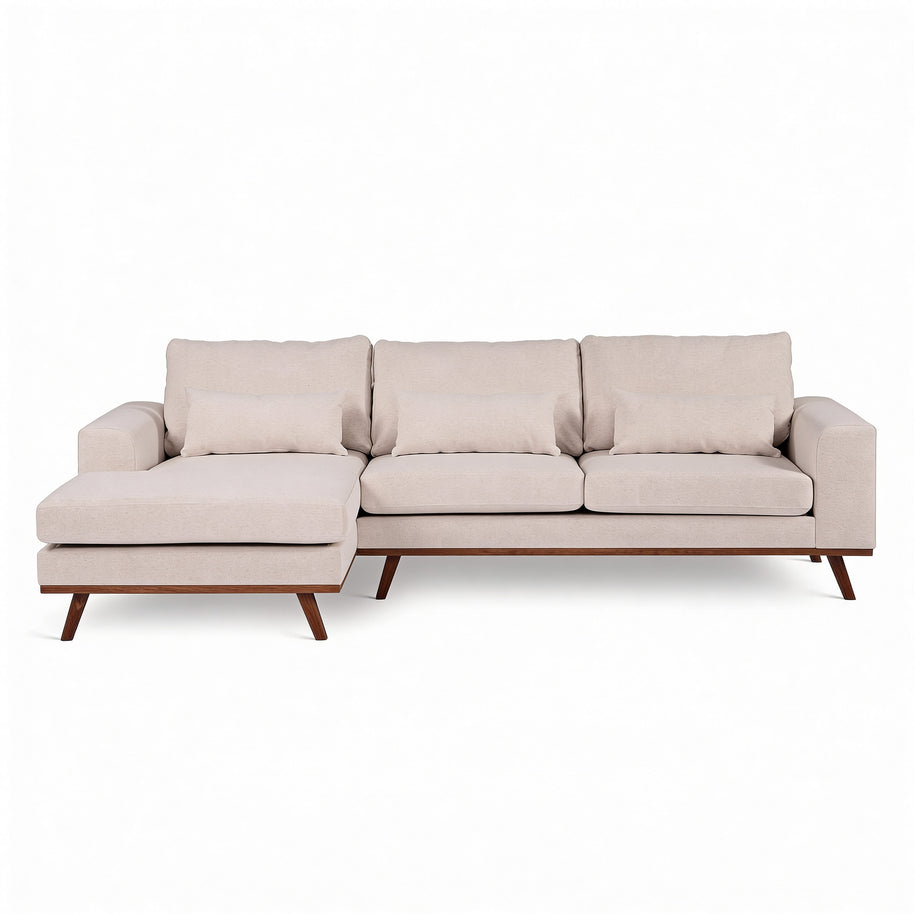 Japandi, 3-zits hoekbank links, stof Grande 03 beige