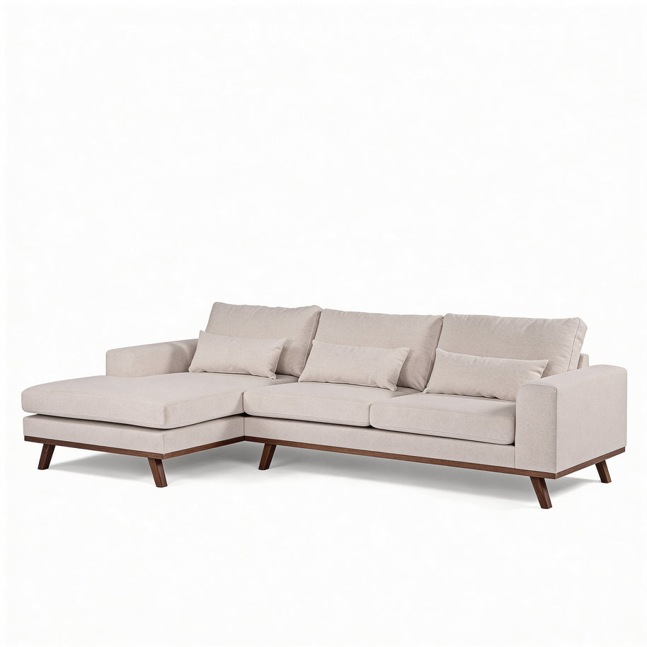 Japandi, 3-zits hoekbank links, stof Grande 03 beige
