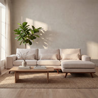 Japandi, 3-zits hoekbank rechts, stof Grande 03 beige