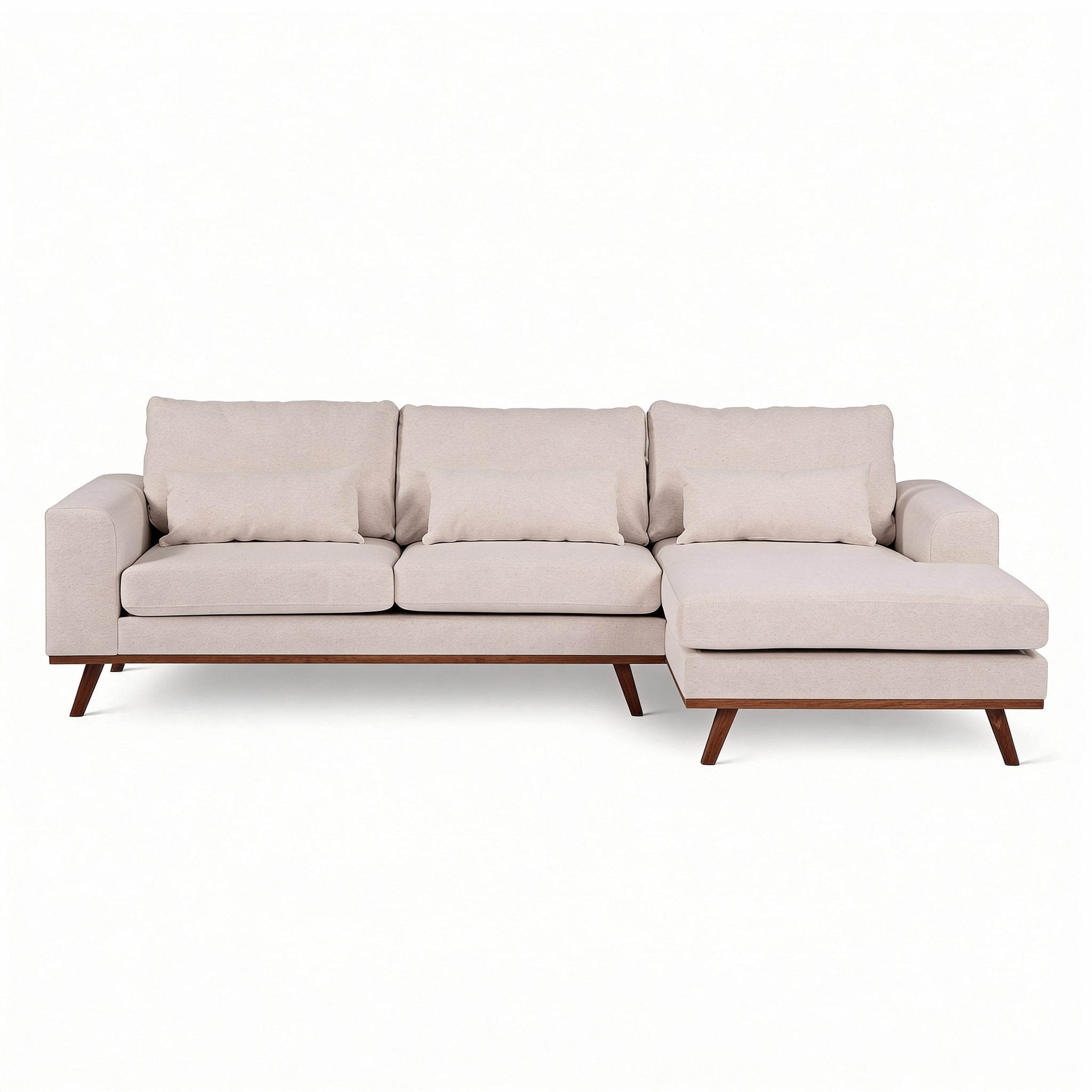 Japandi, 3-zits hoekbank rechts, stof Grande 03 beige