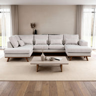 Japandi, 3-zits hoek links, stof Melva 02, M460 beige
