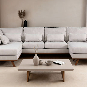 Japandi, 3-zits hoek links, stof Melva 02, M460 beige