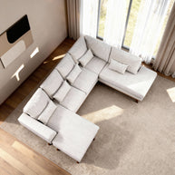 Japandi, 3-zits hoek rechts CL, stof Melva 02, M460 beige