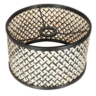 Zwarte 3-lichts hanglamp Stang 3743ZW met blank-zwart bamboekappen