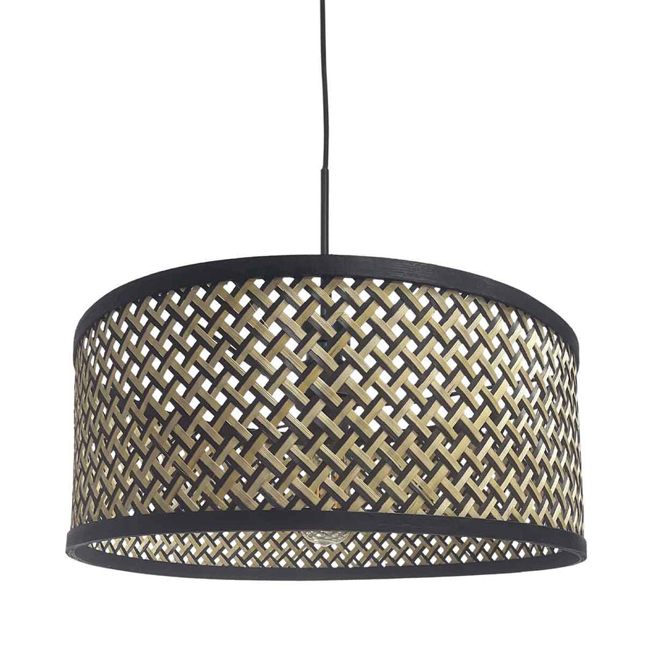 Hanglamp Sparkled Light 3753ZW zwart met zwart/beige bamboe kap
