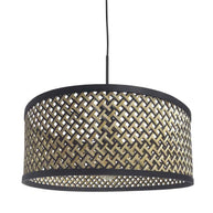 Hanglamp Sparkled Light 3753ZW zwart met zwart/beige bamboe kap