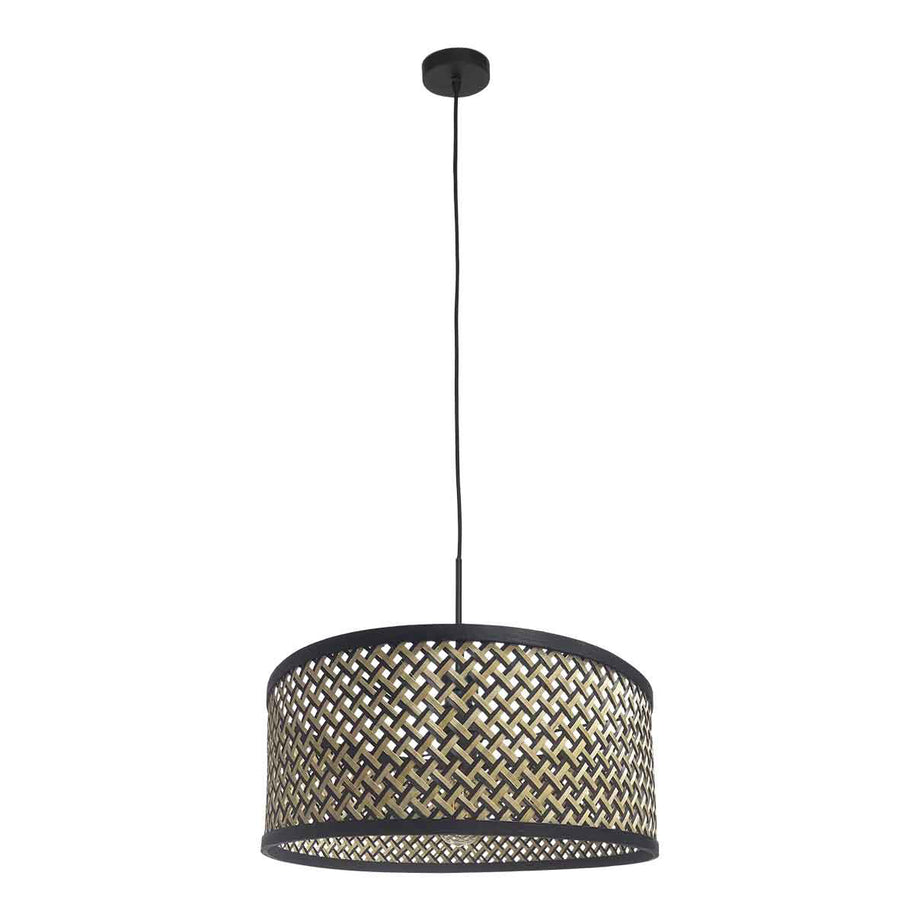 Hanglamp Sparkled Light 3753ZW zwart met zwart/beige bamboe kap