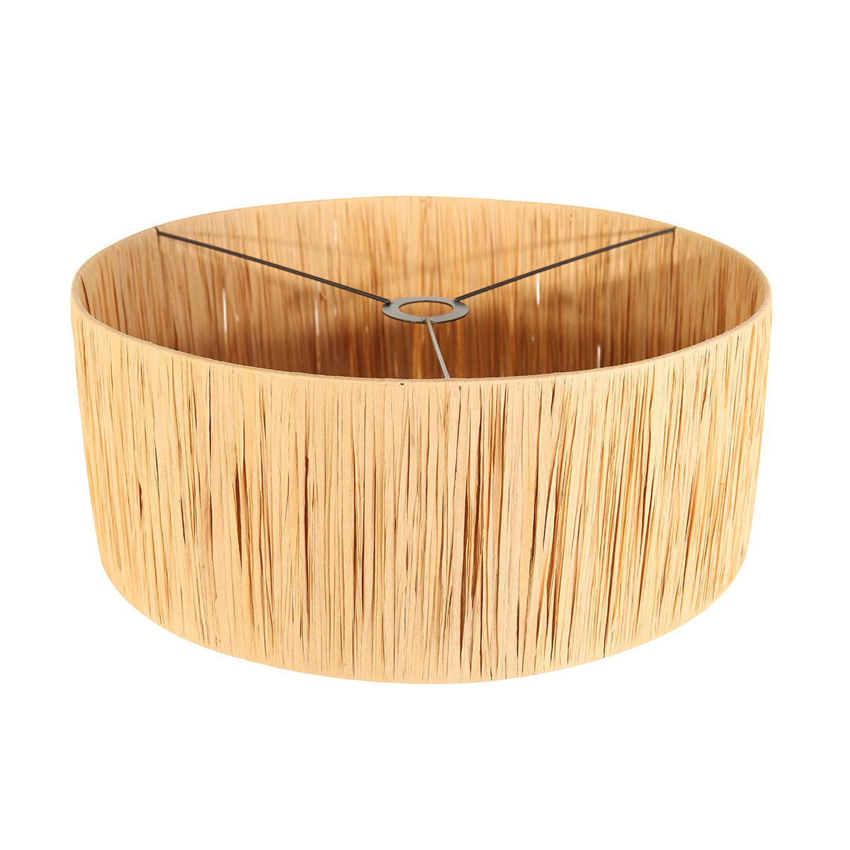 Zwarte hanglamp Sparkled Light 3754ZW met naturel gras kap