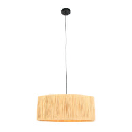 Zwarte hanglamp Sparkled Light 3754ZW met naturel gras kap