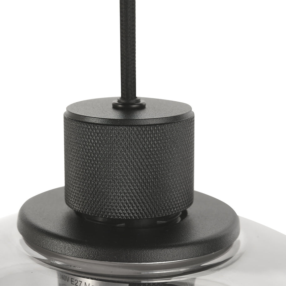 Reflexion 3796ZW hanglamp, zwart, 9-lichts met rookglas